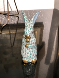 Herend Bunny Standing in Green Fishnet