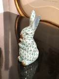 Herend Bunny Standing in Green Fishnet