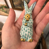 Herend Bunny Standing in Green Fishnet