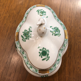Herend Chinese Bouquet Green Covered Bonbon With Bunny