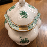 Herend Chinese Bouquet Green Covered Bonbon With Bunny