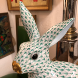 Herend Rabbit Large Green Fishnet