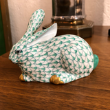 Herend Rabbit Lying Green Fishnet