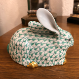 Herend Rabbit Lying Green Fishnet