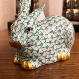 Herend Rabbit Lying Green Fishnet