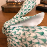 Herend Rabbit Lying Green Fishnet