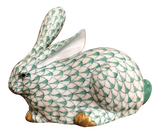 Herend Rabbit Lying Green Fishnet