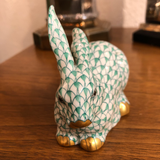 Herend Rabbit Lying Green Fishnet
