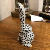 Herend Rabbit One Ear Up in Black Fishnet