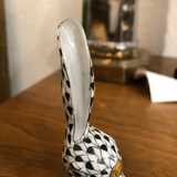 Herend Rabbit One Ear Up in Black Fishnet