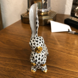 Herend Rabbit One Ear Up in Black Fishnet