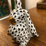 Herend Rabbit One Ear Up in Black Fishnet