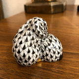 Herend Rabbit Pair in Black Fishnet