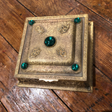 La Tausca French Pearl Box With 5 Green Cabochons