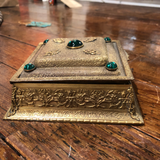La Tausca French Pearl Box With 5 Green Cabochons