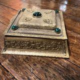 La Tausca French Pearl Box With 5 Green Cabochons