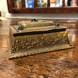 La Tausca French Pearl Box With 5 Green Cabochons
