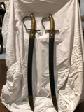 Late 19th Century Brass and Steel Swords With Leather Scabbard - a Pair