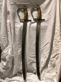 Late 19th Century Brass and Steel Swords With Leather Scabbard - a Pair