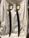 Late 19th Century Brass and Steel Swords With Leather Scabbard - a Pair