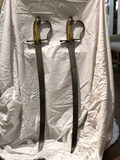 Late 19th Century Brass and Steel Swords With Leather Scabbard - a Pair