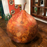 Mid-Century Artist Hand-Painted Marbleized Gourd Signed by Artist