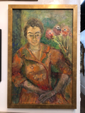 "Mid-Century Madame Matisse" Portrait of a Woman, Oil Painting on Canvas
