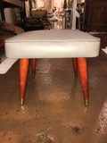 Mid Century Modern 1950's Bench Covered in Gray Leather