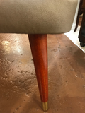 Mid Century Modern 1950's Bench Covered in Gray Leather