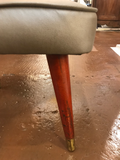 Mid Century Modern 1950's Bench Covered in Gray Leather