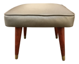 Mid Century Modern 1950's Bench Covered in Gray Leather