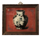 Mid-Century Modern Framed Illustration of Chinoiserie Vase Piece, "Ming Red!"