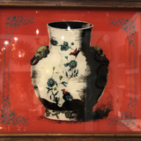 Mid-Century Modern Framed Illustration of Chinoiserie Vase Piece, "Ming Red!"