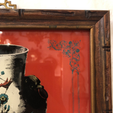 Mid-Century Modern Framed Illustration of Chinoiserie Vase Piece, "Ming Red!"