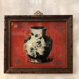 Mid-Century Modern Framed Illustration of Chinoiserie Vase Piece, "Ming Red!"