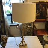 Mid-Century Modern Gilt Iron Pricket Stand Mounted as Lamp