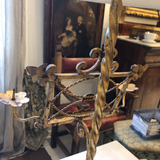 Mid-Century Modern Gilt Iron Pricket Stand Mounted as Lamp
