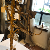 Mid-Century Modern Gilt Iron Pricket Stand Mounted as Lamp