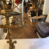 Mid-Century Modern Gilt Iron Pricket Stand Mounted as Lamp