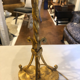 Mid-Century Modern Gilt Iron Pricket Stand Mounted as Lamp