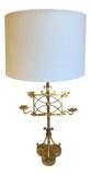 Mid-Century Modern Gilt Iron Pricket Stand Mounted as Lamp