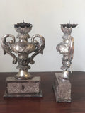 Pair of Carved Wood Silver Gilt Candlesticks