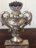 Pair of Carved Wood Silver Gilt Candlesticks