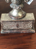 Pair of Carved Wood Silver Gilt Candlesticks