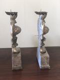 Pair of Carved Wood Silver Gilt Candlesticks