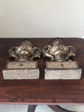 Pair of Carved Wood Silver Gilt Candlesticks