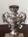 Pair of Carved Wood Silver Gilt Candlesticks
