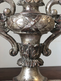 Pair of Carved Wood Silver Gilt Candlesticks