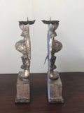 Pair of Carved Wood Silver Gilt Candlesticks