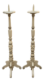 Pair of Large Painted French Candlesticks